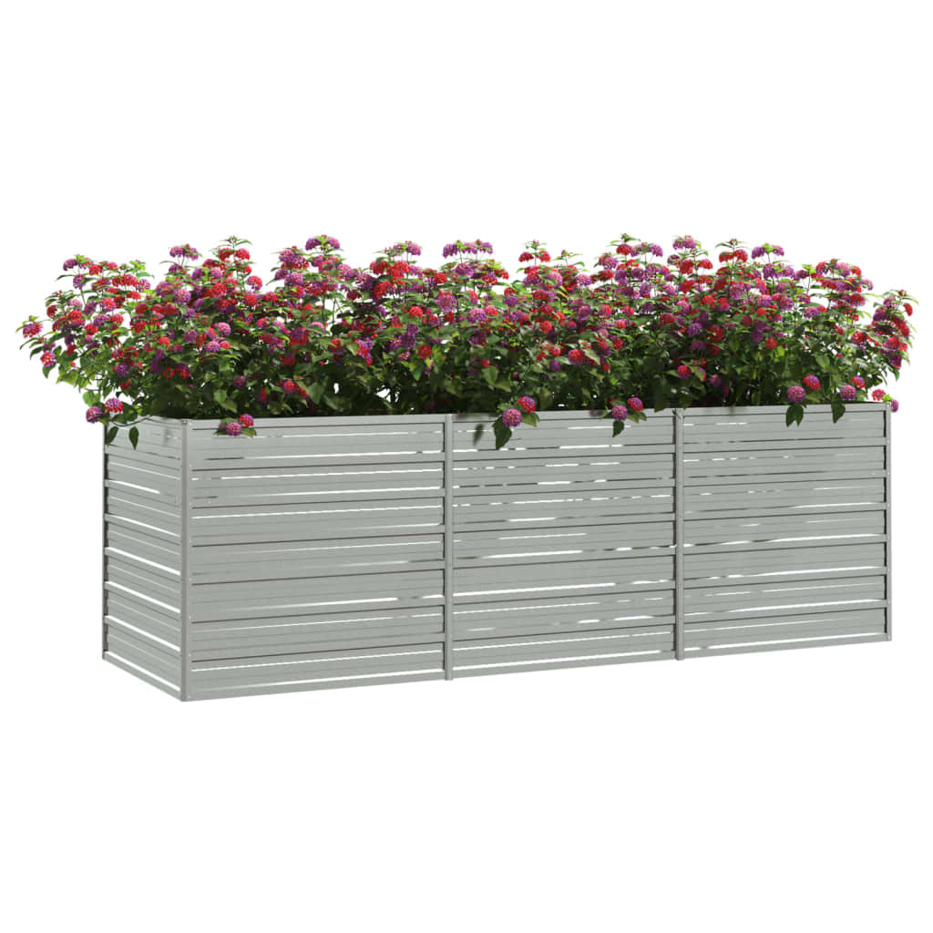 vidaXL Garden Raised Bed 94.5"x31.5"x30.3" Galvanized Steel Silver