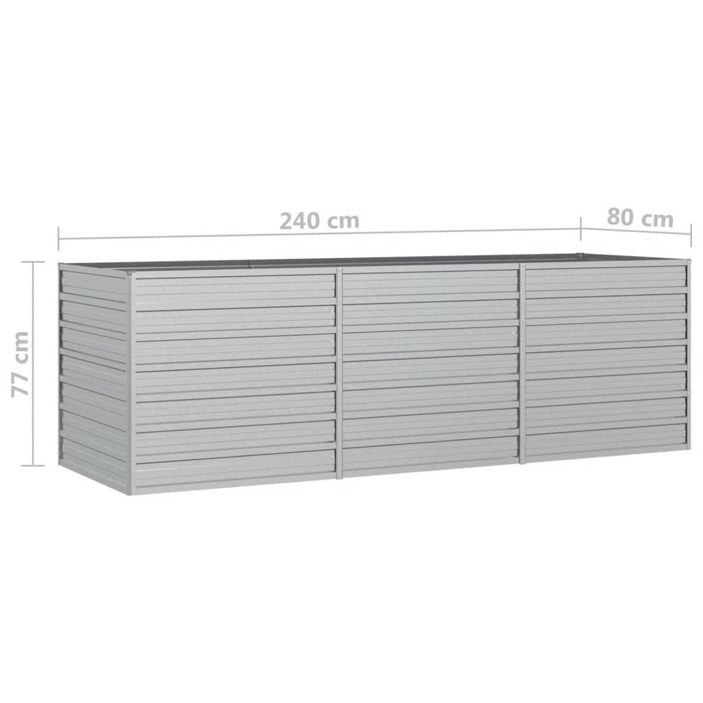 vidaXL Garden Raised Bed 94.5"x31.5"x30.3" Galvanized Steel Silver