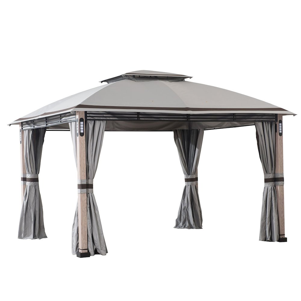 Monterey Park 2-tier Patio Gazebo with LED Lighting and Bluetooth Sound