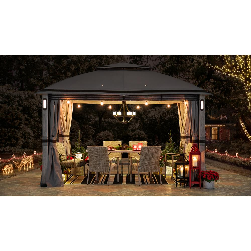 Monterey Park 2-tier Patio Gazebo with LED Lighting and Bluetooth Sound