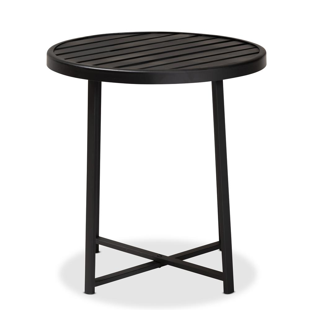 Baxton Studio Sadiya Modern Industrial Black Finished Metal Outdoor Side Table