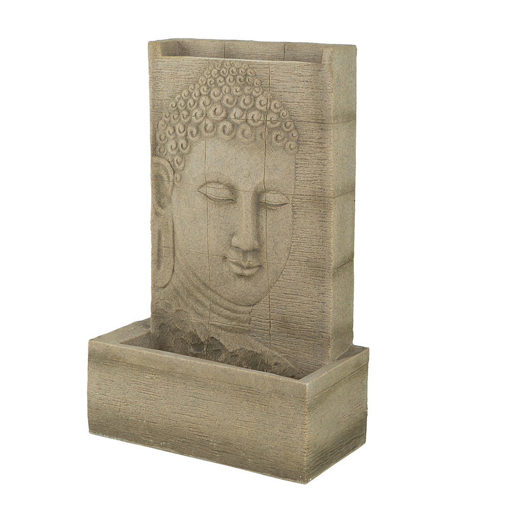 25x13x39" High Sandstone Buddha Fountain, Indoor Outdoor Water Fountain with Light