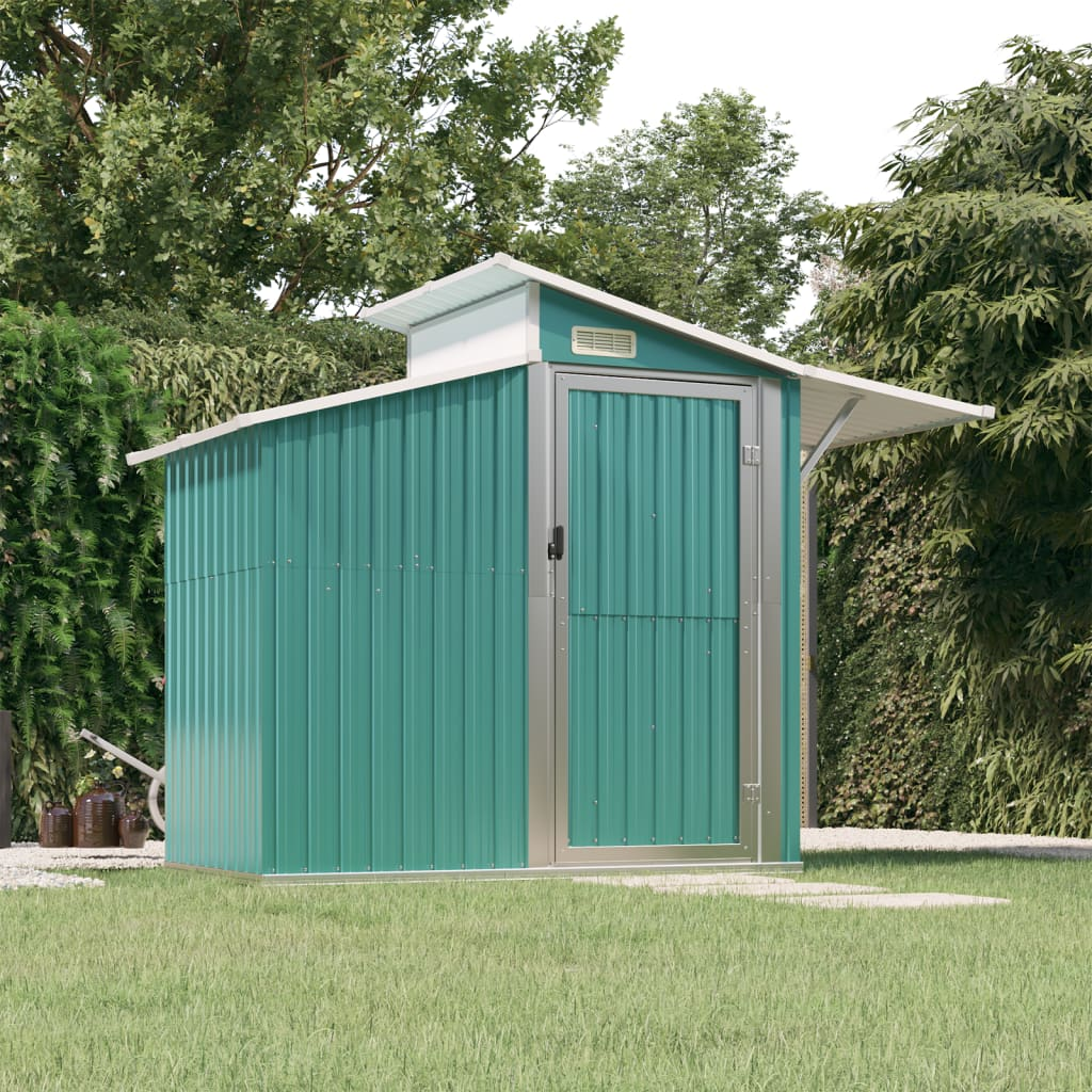 vidaXL Garden Shed Green 106.3"x51.2"x82.1" Galvanized Steel