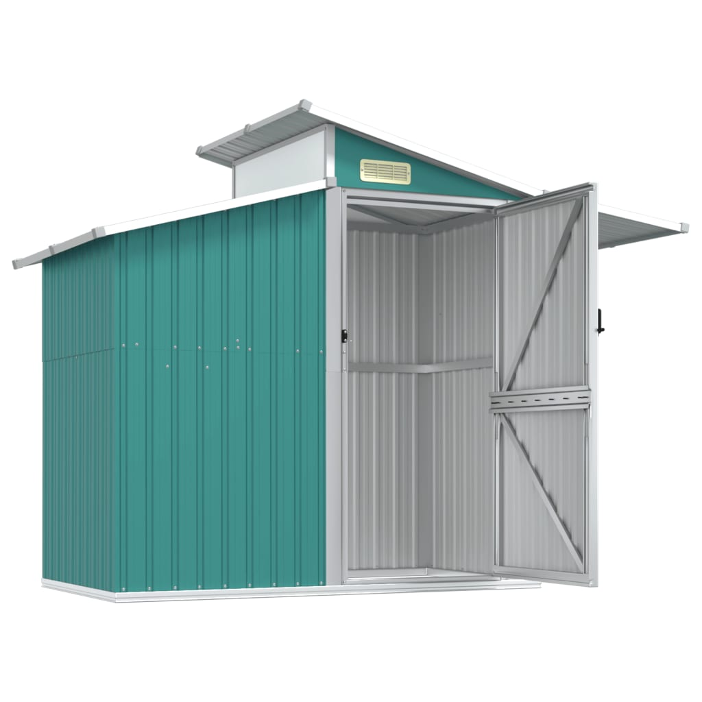 vidaXL Garden Shed Green 106.3"x51.2"x82.1" Galvanized Steel