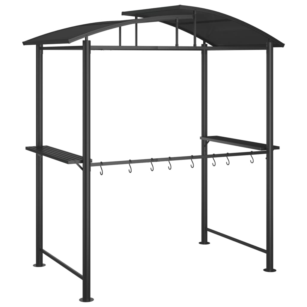 vidaXL BBQ Gazebo with Side Shelves Anthracite 82.7"x44.9"x90.6" Steel