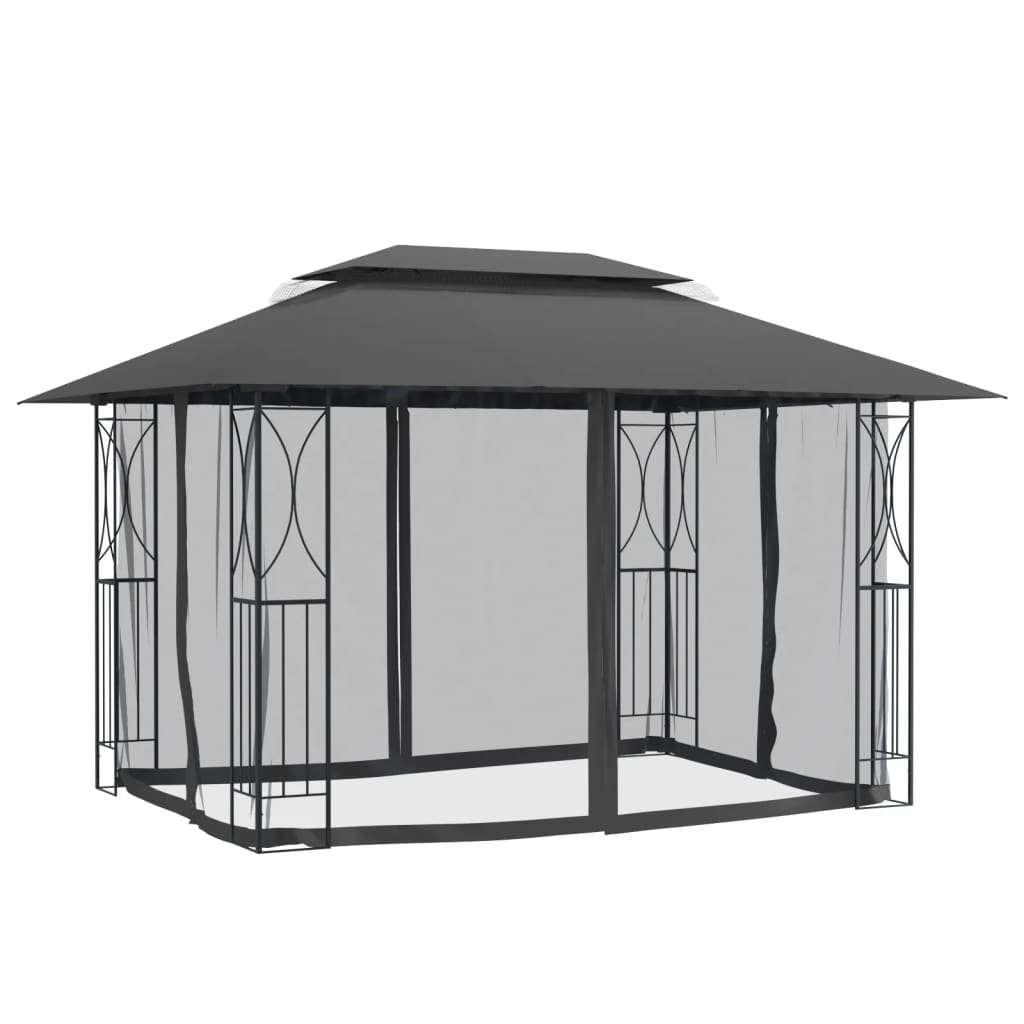 vidaXL Gazebo with Sidewalls Anthracite 157.5"x118.1"x106.3" Steel