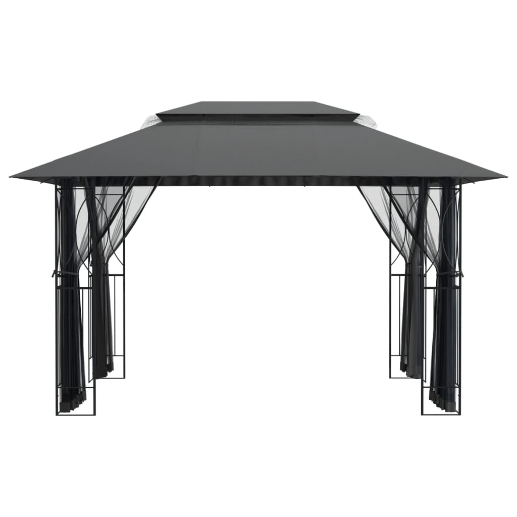 vidaXL Gazebo with Sidewalls Anthracite 157.5"x118.1"x106.3" Steel