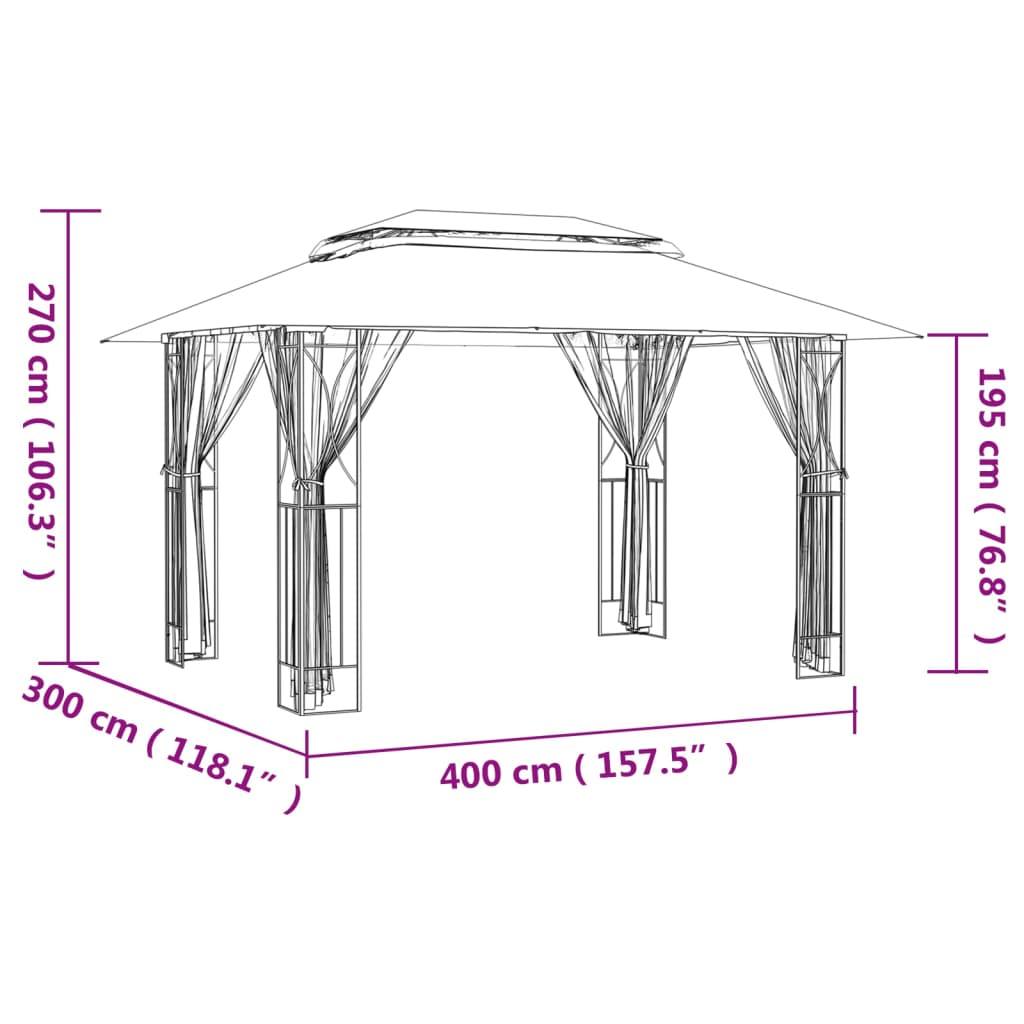 vidaXL Gazebo with Sidewalls Anthracite 157.5"x118.1"x106.3" Steel