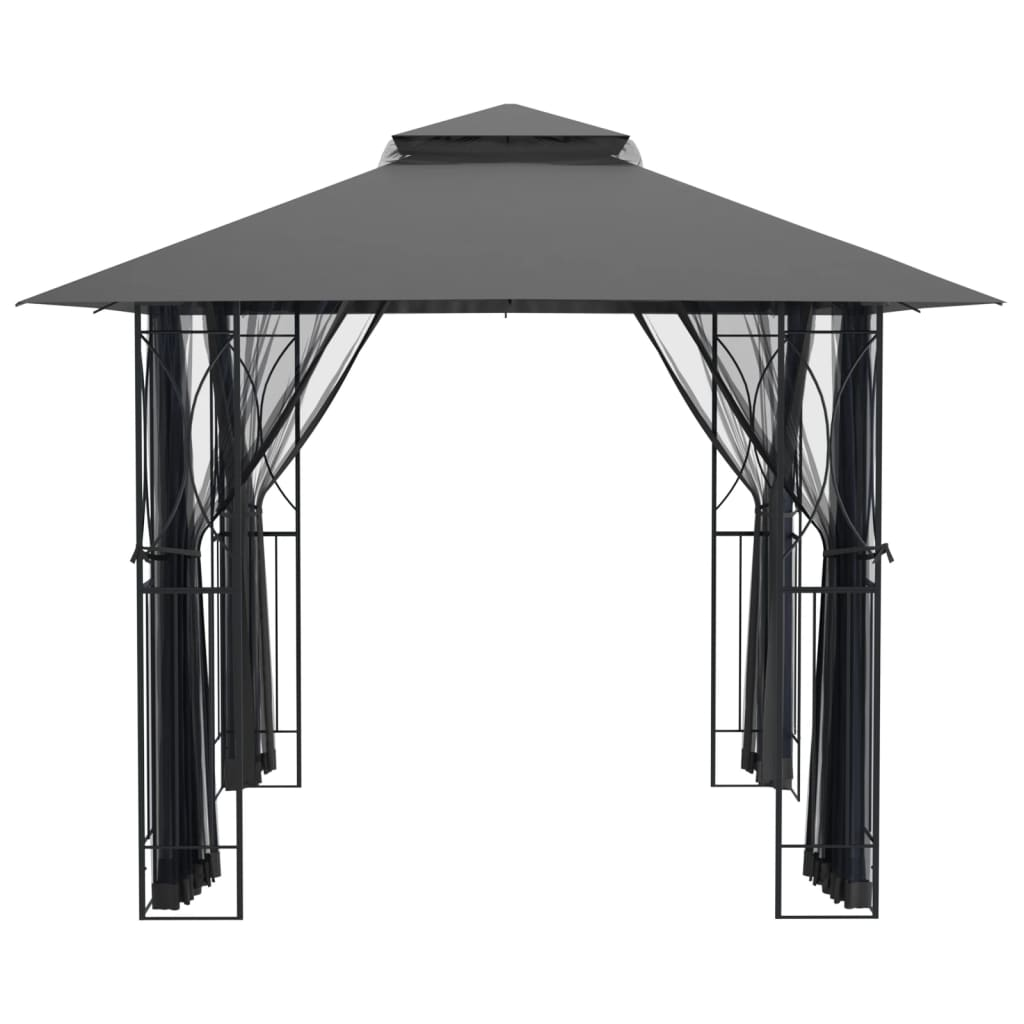 vidaXL Gazebo with Sidewalls Anthracite 118.1"x118.1"x106.3" Steel