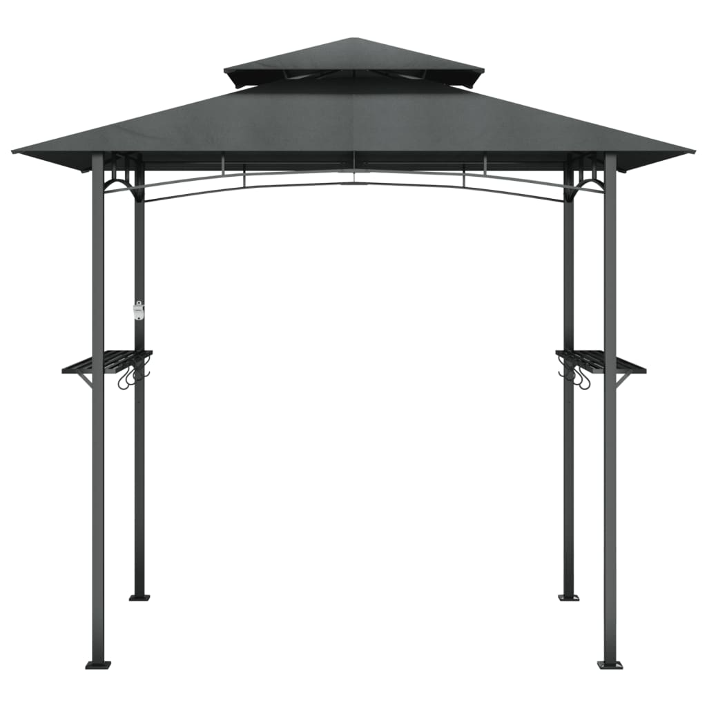 vidaXL BBQ Gazebo with Side Shelves Anthracite 94.5"x59.1"x95.7" Steel