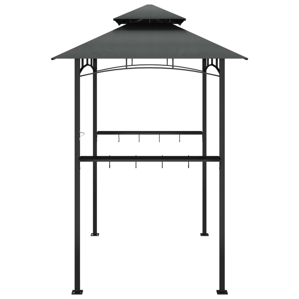 vidaXL BBQ Gazebo with Side Shelves Anthracite 94.5"x59.1"x95.7" Steel