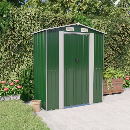 vidaXL Garden Shed Green 75.6"x42.5"x87.8" Galvanized Steel