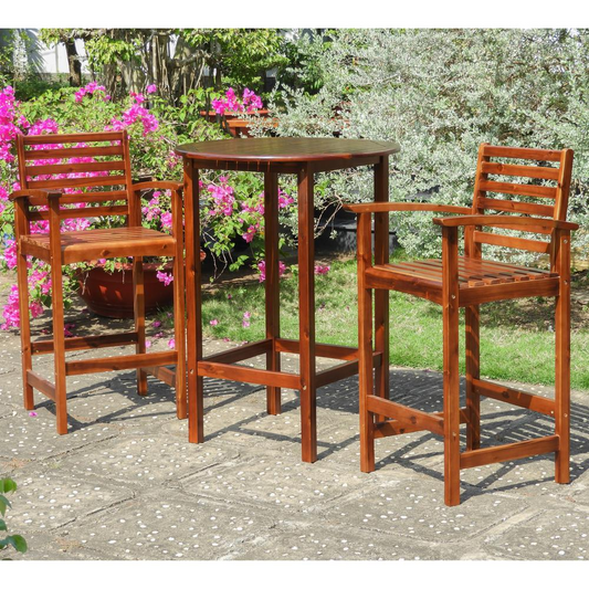 Highland Outdoor Bar Height Bistro Set, stain