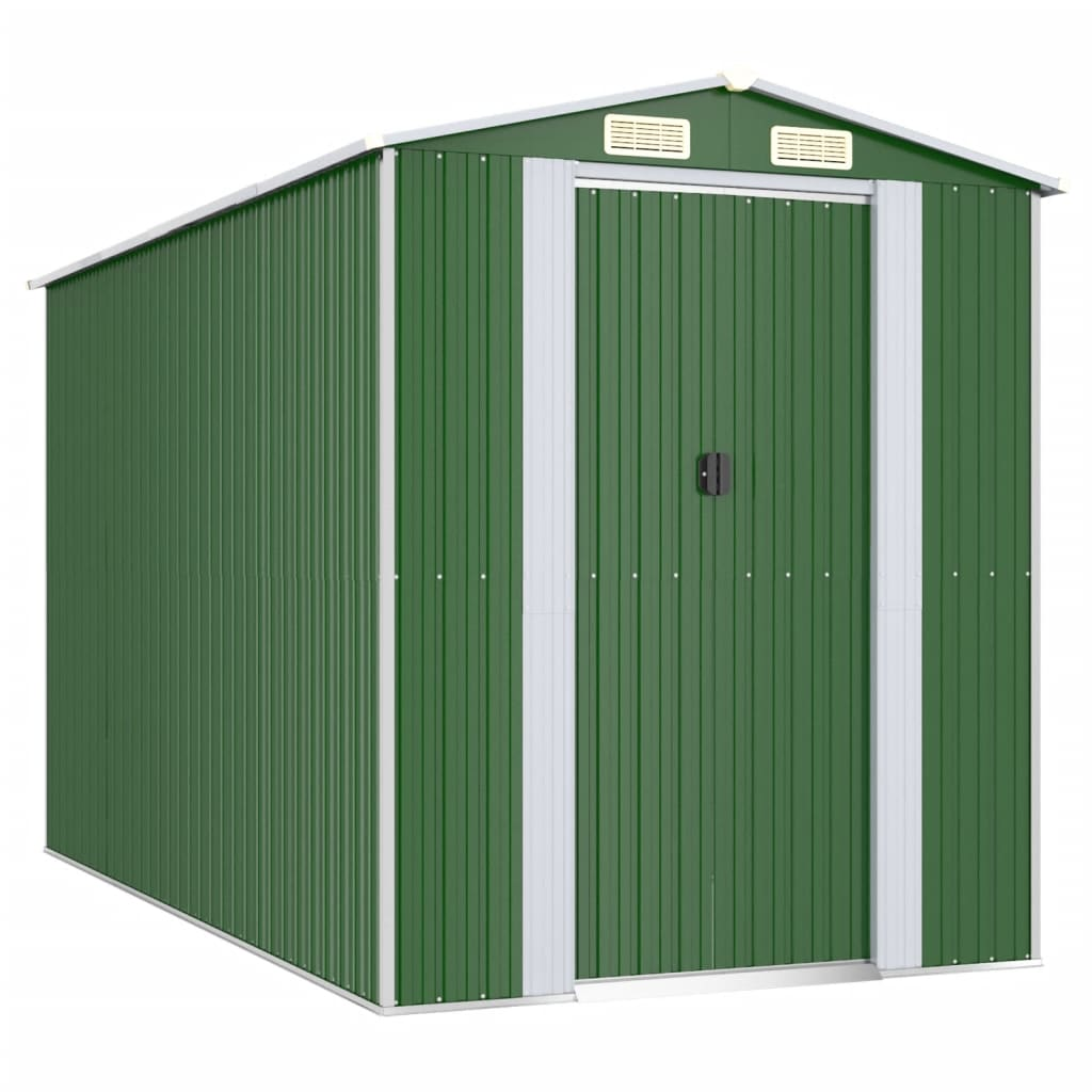 vidaXL Garden Shed Green 75.6"x140.6"x87.8" Galvanized Steel