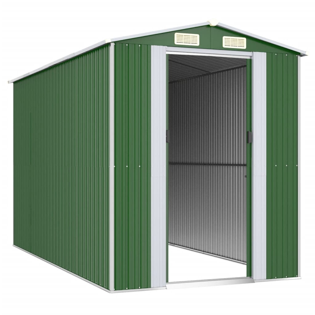 vidaXL Garden Shed Green 75.6"x140.6"x87.8" Galvanized Steel