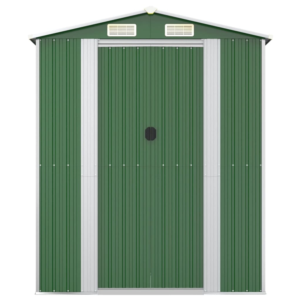 vidaXL Garden Shed Green 75.6"x140.6"x87.8" Galvanized Steel