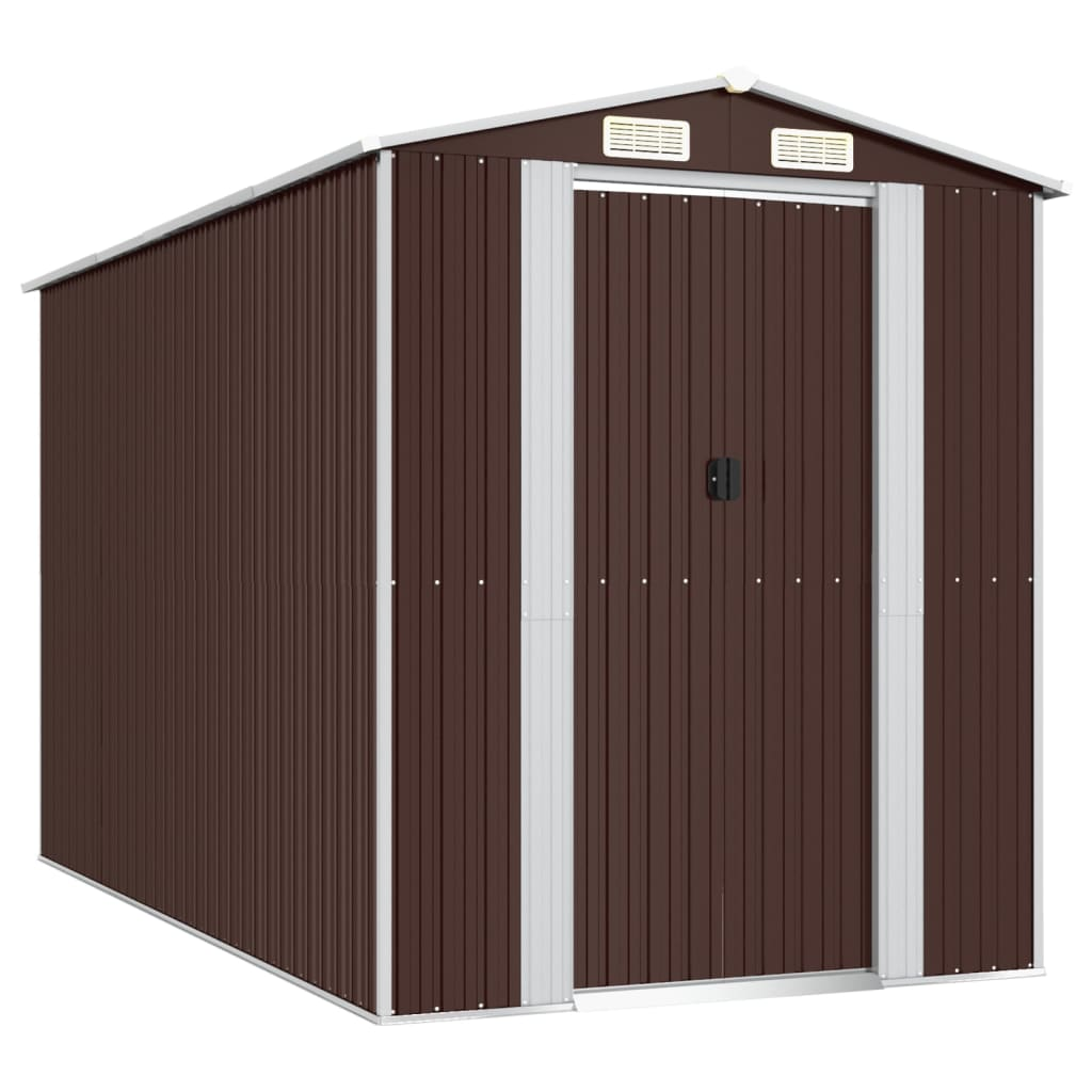 vidaXL Garden Shed Dark Brown 75.6"x140.6"x87.8" Galvanized Steel