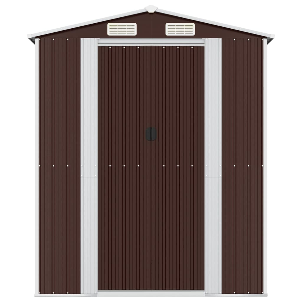 vidaXL Garden Shed Dark Brown 75.6"x140.6"x87.8" Galvanized Steel