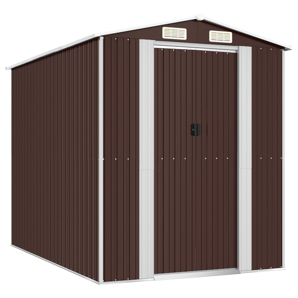 vidaXL Garden Shed Dark Brown 75.6"x107.9"x87.8" Galvanized Steel