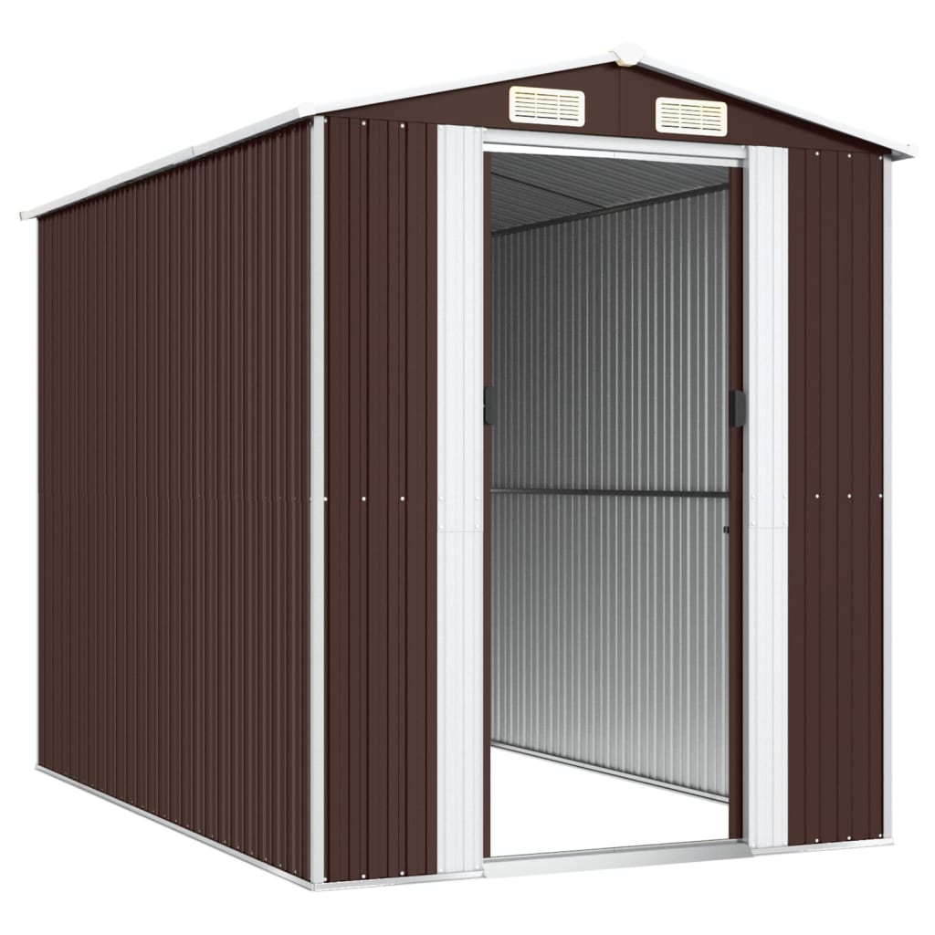 vidaXL Garden Shed Dark Brown 75.6"x107.9"x87.8" Galvanized Steel