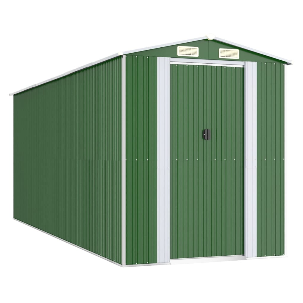 vidaXL Garden Shed Green 75.6"x205.9"x87.8" Galvanized Steel