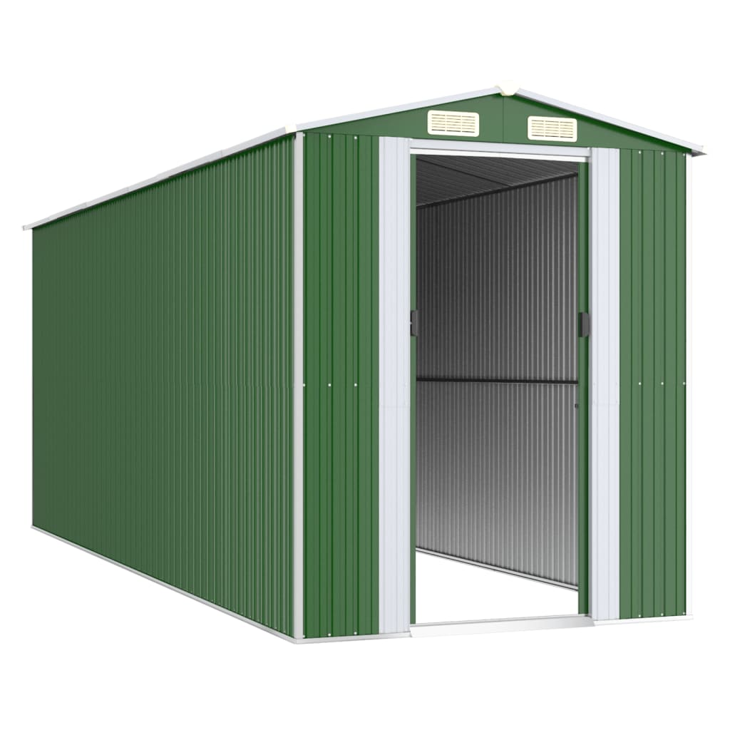 vidaXL Garden Shed Green 75.6"x205.9"x87.8" Galvanized Steel