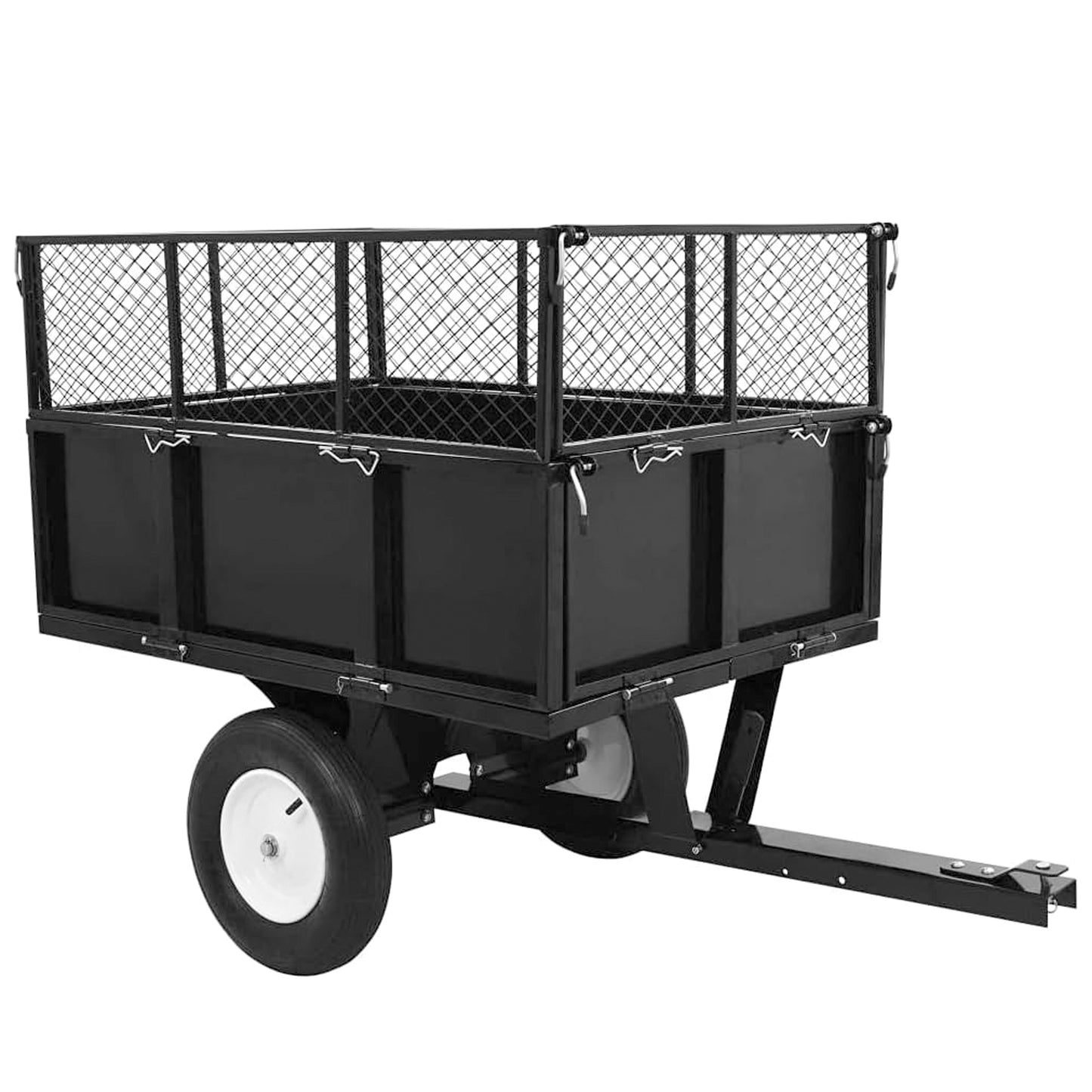 Heavy Duty Lawn Mower Trailer Steel Dump Truck, 661.4 Lbs Load, Garden Utility Trailer with Removable Sidewalls for Transporting Soil, Peat, Building Materials