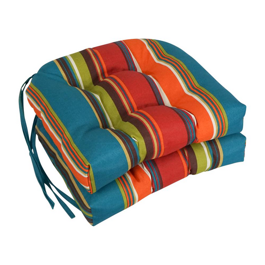 16-inch Outdoor Spun Polyester U-shaped Tufted Chair Cushions (Set of 2)