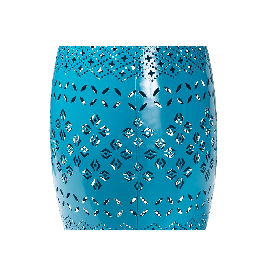 Lavinia Modern and Contemporary Blue Finished Metal Outdoor Side Table