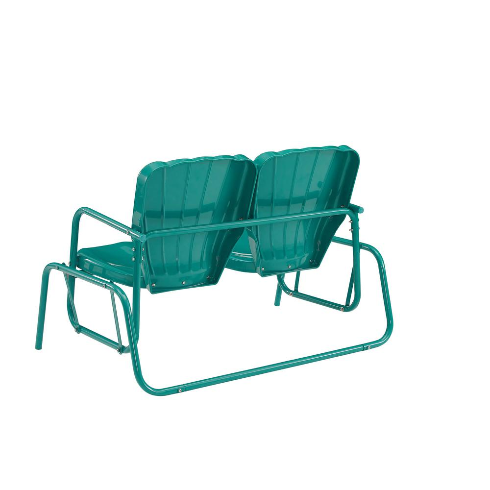 Ridgeland Outdoor Metal Loveseat Glider Turquoise Gloss