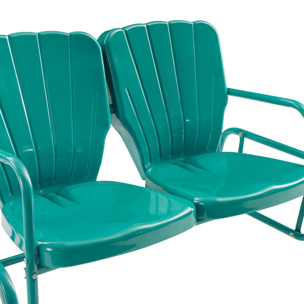 Ridgeland Outdoor Metal Loveseat Glider Turquoise Gloss