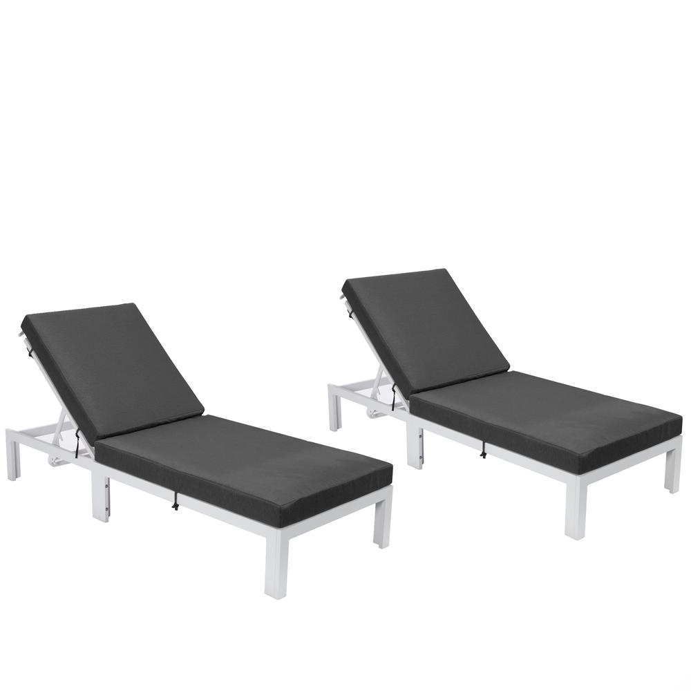 Chelsea Modern Outdoor White Chaise Lounge Chair With Cushions Set of 2