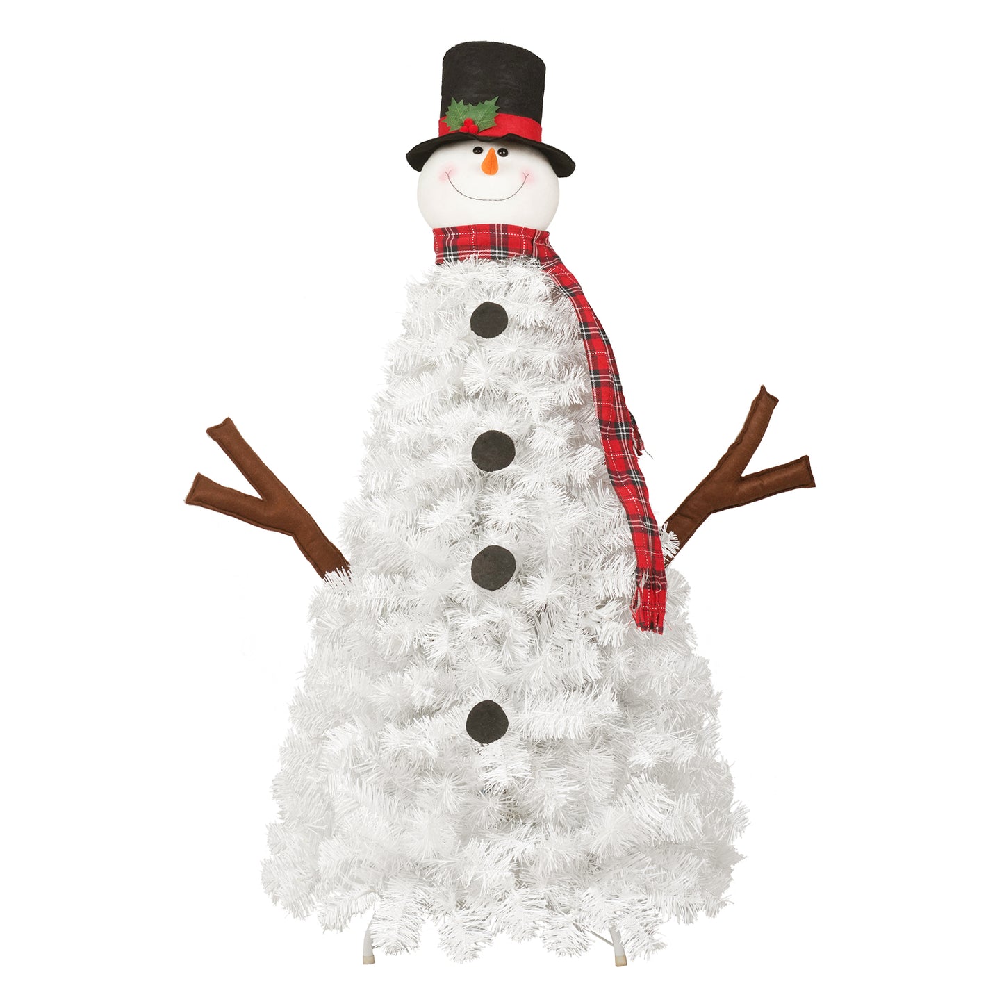 4ft Pre-lit Christmas Tree with 100 Lights, Snowman-Shaped Artificial Christmas Tree,  Xmas Tree with 380 Branch Tips, PVC Festival Celebration Decoration Inside and Outside