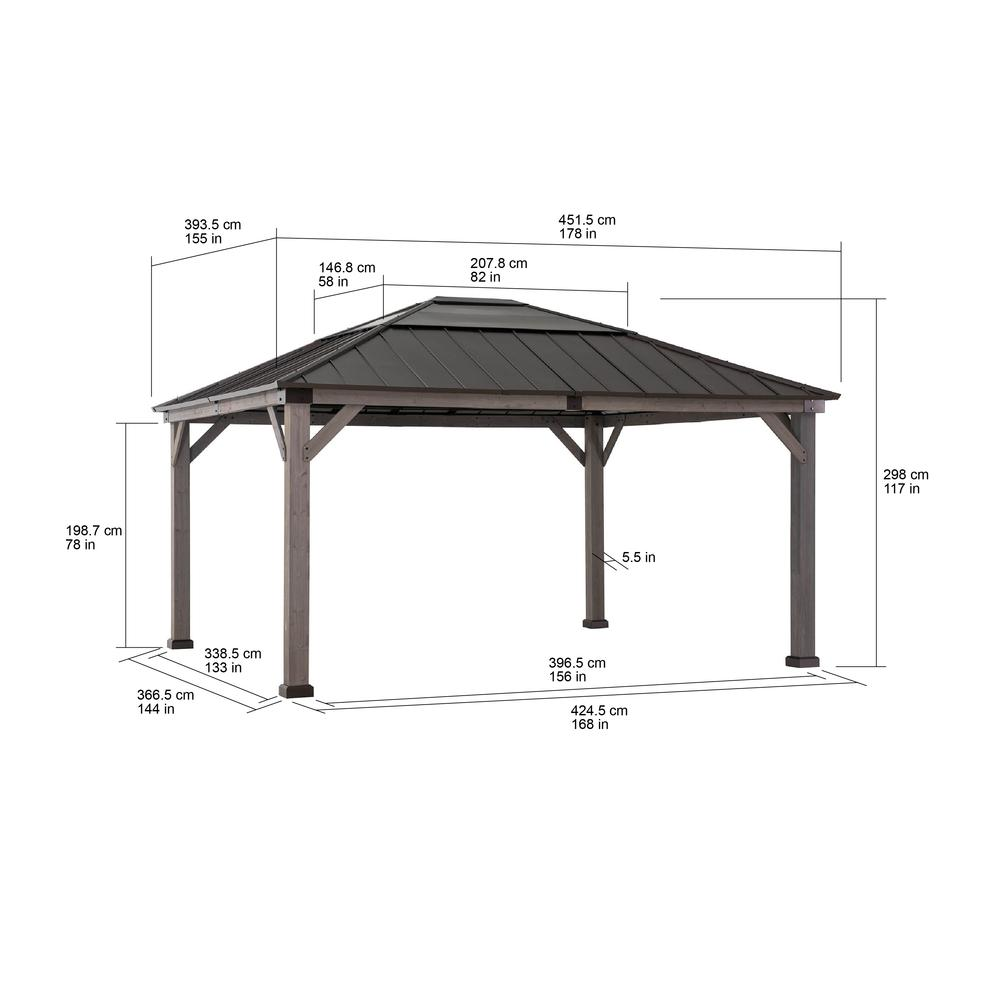 Sunjoy 13 ft. x 15 ft. Cedar Framed Gazebo