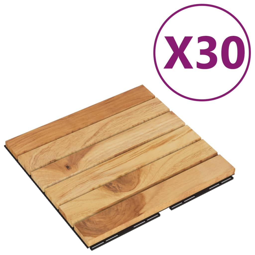 vidaXL Decking Tiles 30 pcs 11.8"x11.8" Solid Wood Teak Vertical Pattern