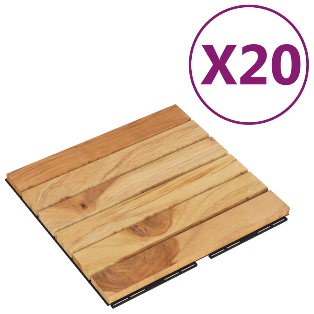 vidaXL Decking Tiles 20 pcs 11.8"x11.8" Solid Wood Teak Vertical Pattern