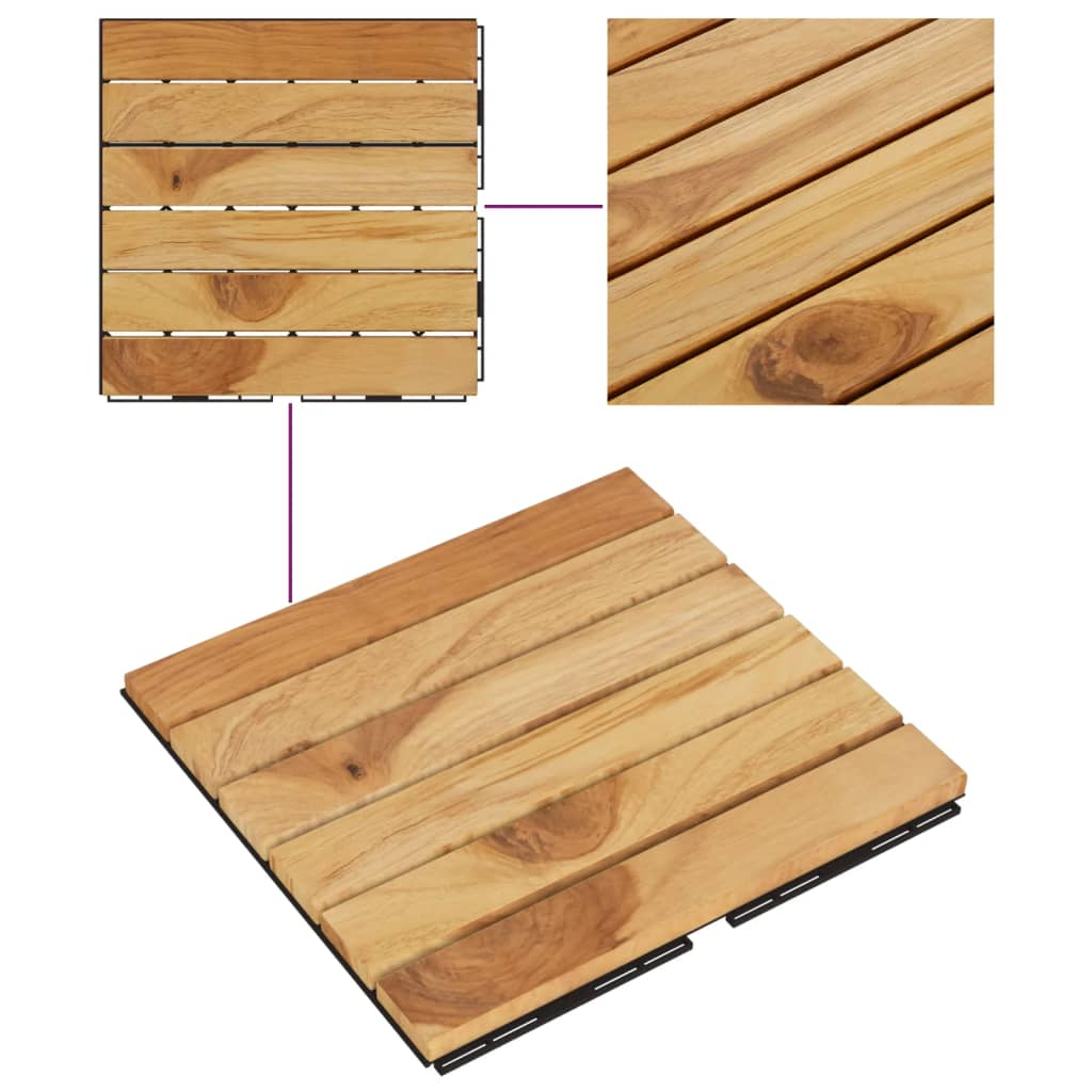 vidaXL Decking Tiles 20 pcs 11.8"x11.8" Solid Wood Teak Vertical Pattern