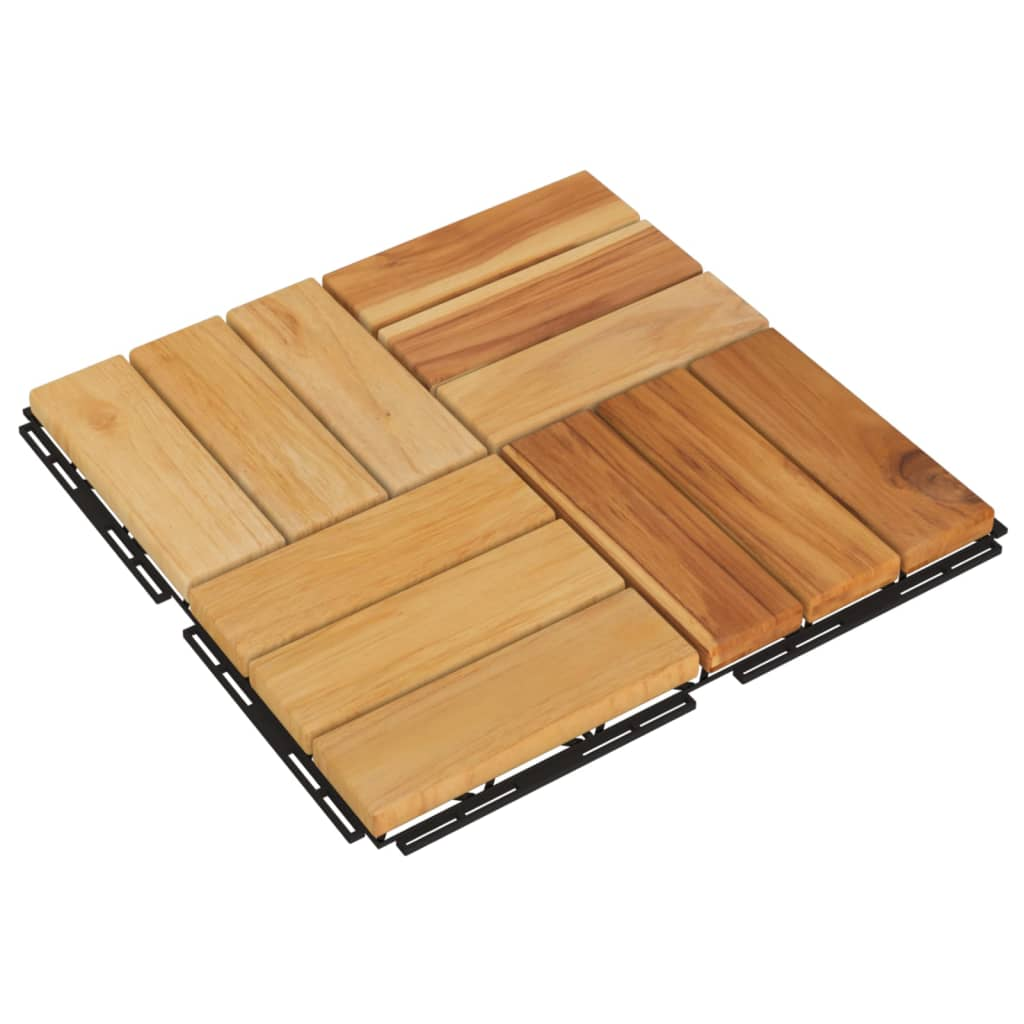 vidaXL Decking Tiles 30 pcs 11.8"x11.8" Solid Wood Teak