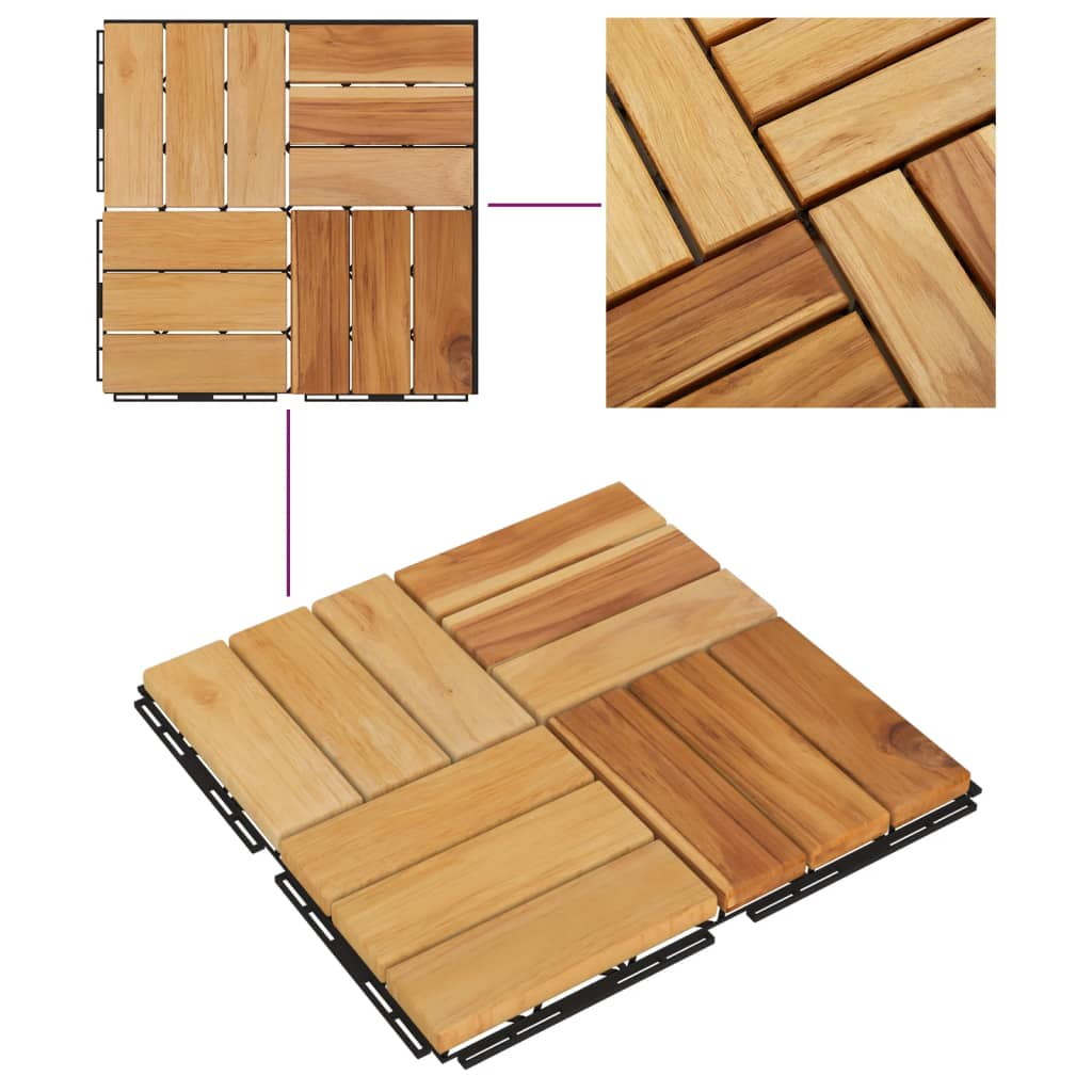 vidaXL Decking Tiles 20 pcs 11.8"x11.8" Solid Wood Teak