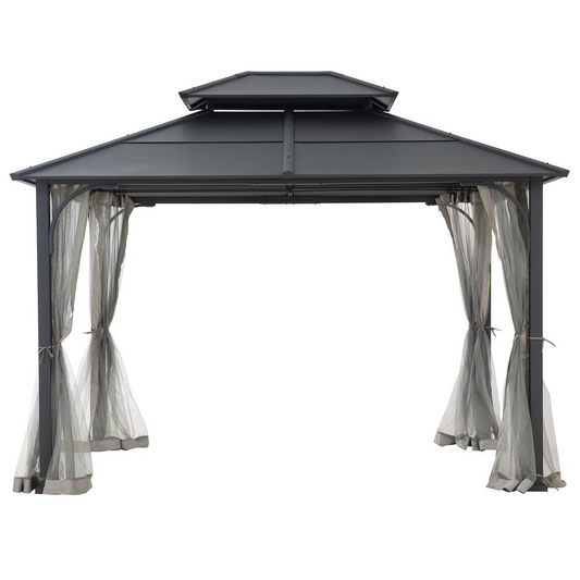 Outdoor Gazebo, Heavy Duty Steel Frame Hardtop Gazebo, Double Tiered Gazebo