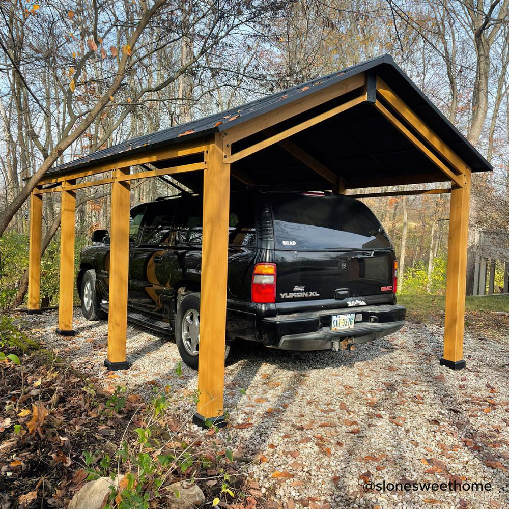 Cedar Wood Frame Carport Outdoor Patio Hardtop Gazebo