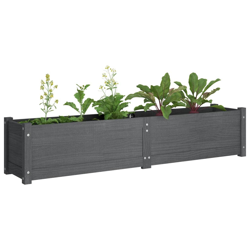 vidaXL Garden Raised Beds 2 pcs Gray 59.1"x12.2"x12.2" Solid Wood Pine