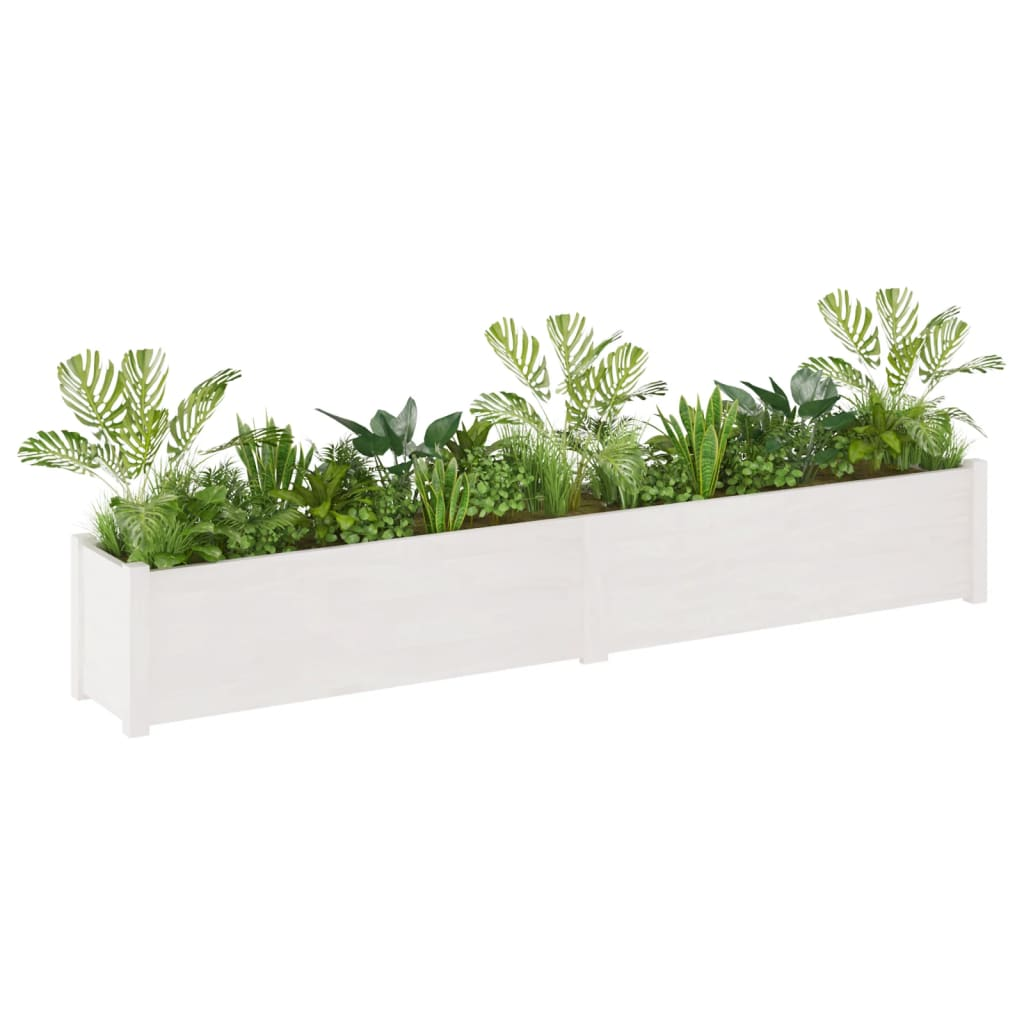 vidaXL Garden Planter White 78.7"x12.2"x12.2" Solid Wood Pine