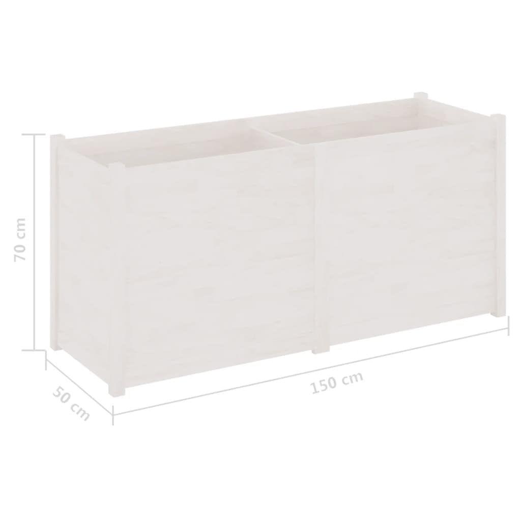 vidaXL Garden Planter White 59.1"x19.7"x27.6" Solid Wood Pine