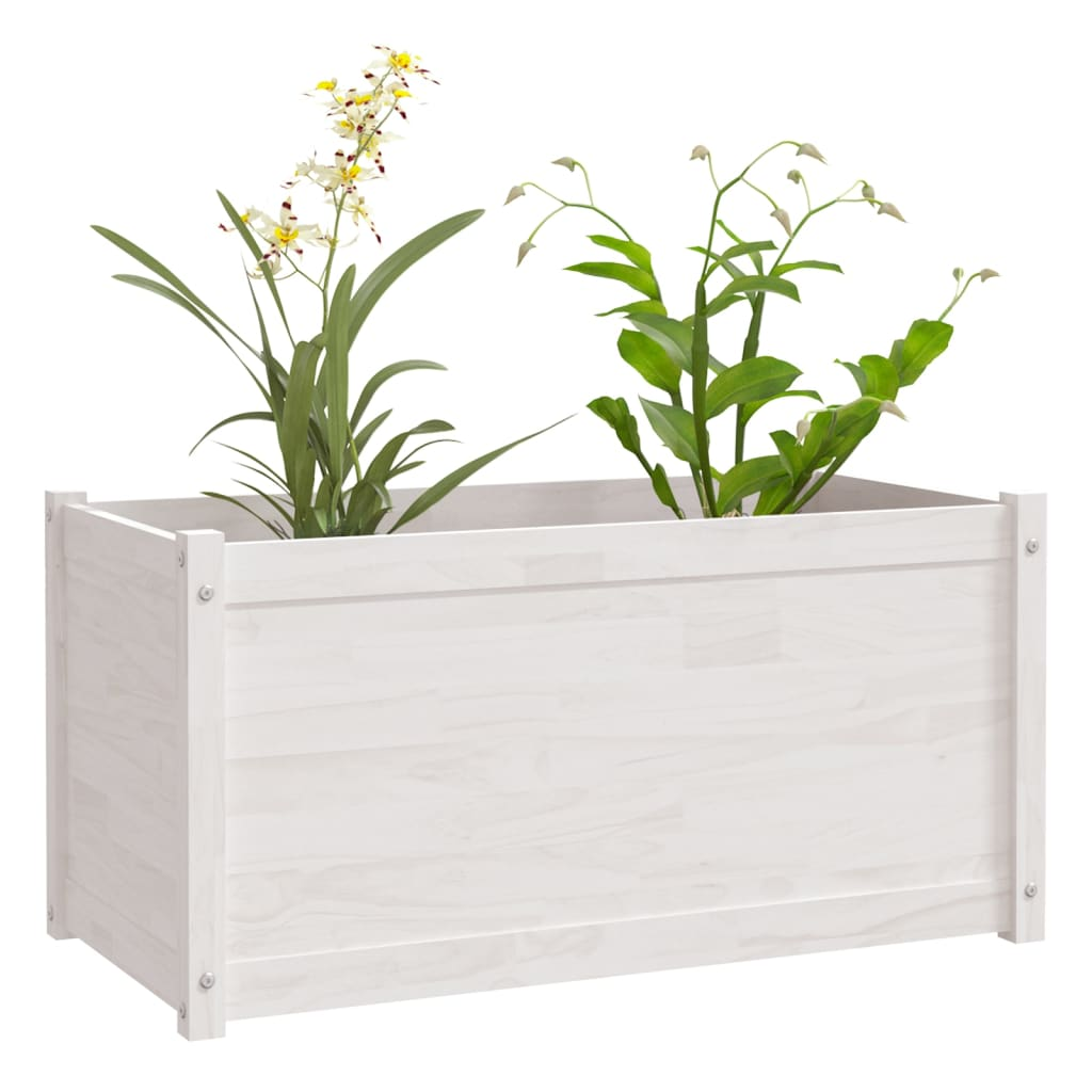 vidaXL Garden Planters 2 pcs White 39.4"x19.7"x19.7" Solid Wood Pine