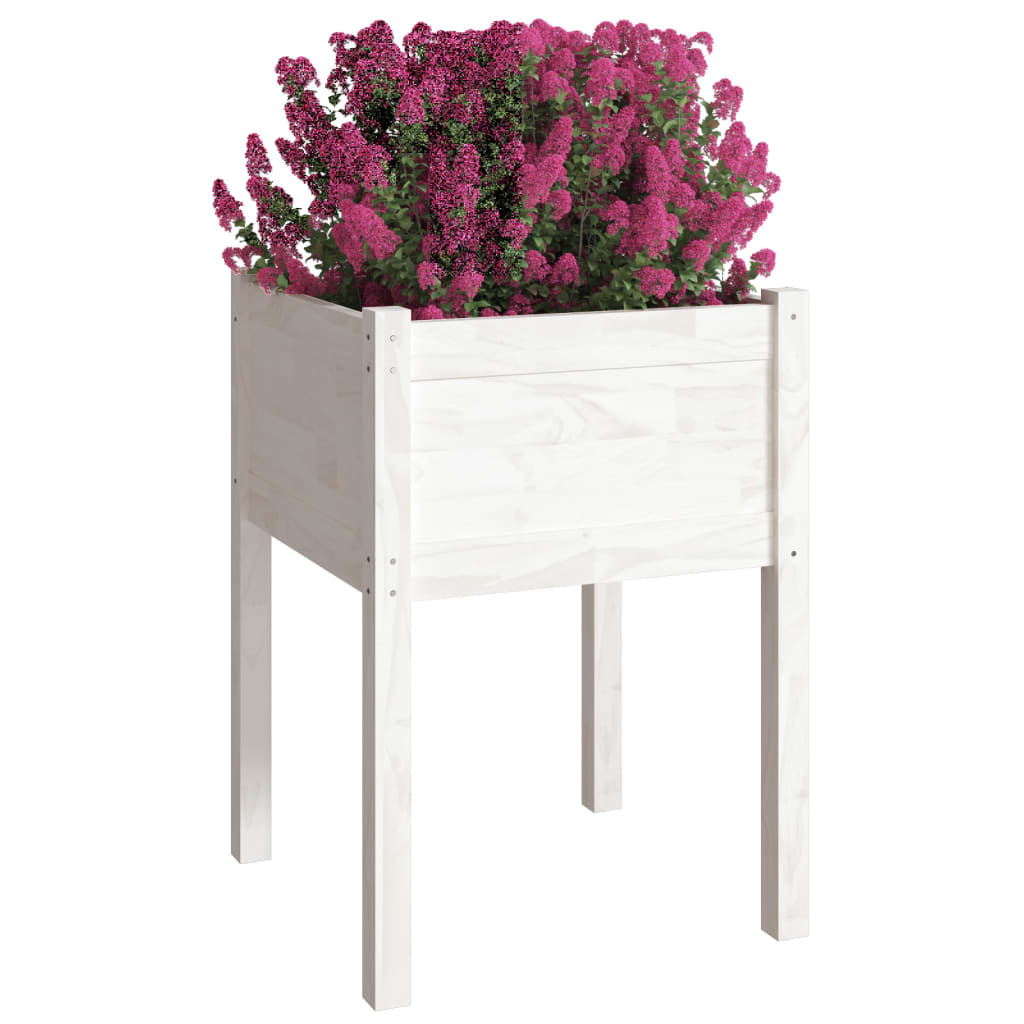 vidaXL Garden Planter White 19.7"x19.7"x27.6" Solid Wood Pine