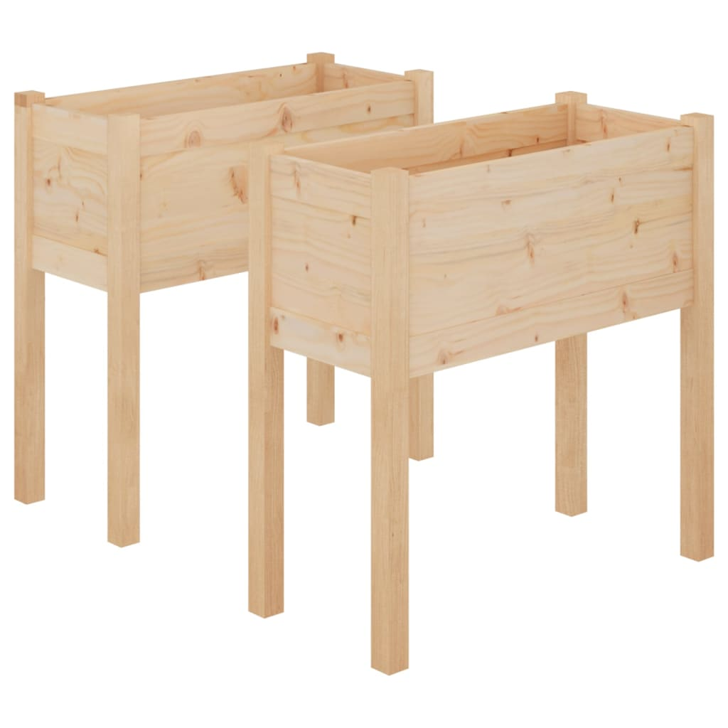 vidaXL Garden Planters 2 pcs 27.6"x12.2"x27.6" Solid Wood Pine