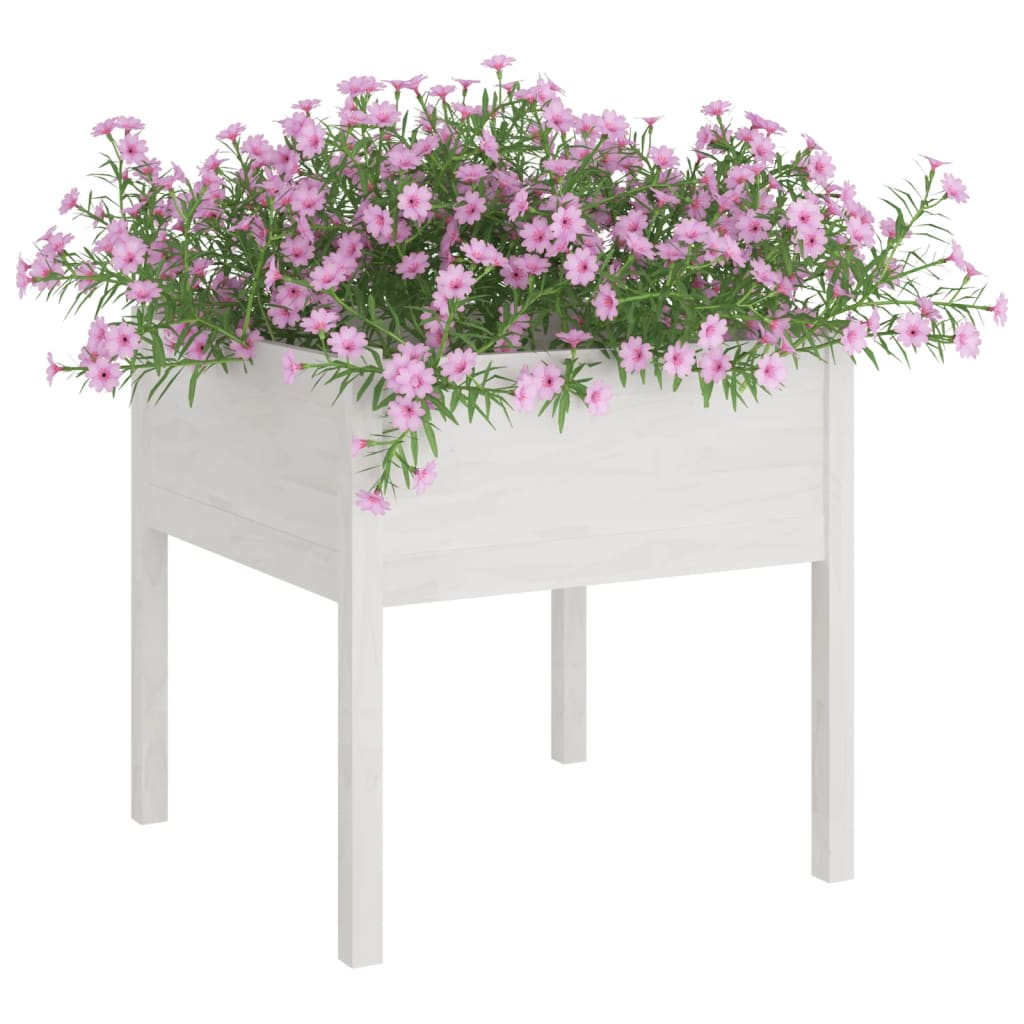 vidaXL Garden Planters 2 pcs White 27.6"x27.6"x27.6" Solid Wood Pine