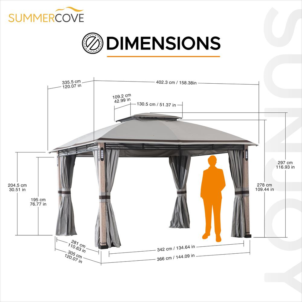 Monterey Park 2-tier Patio Gazebo with LED Lighting and Bluetooth Sound