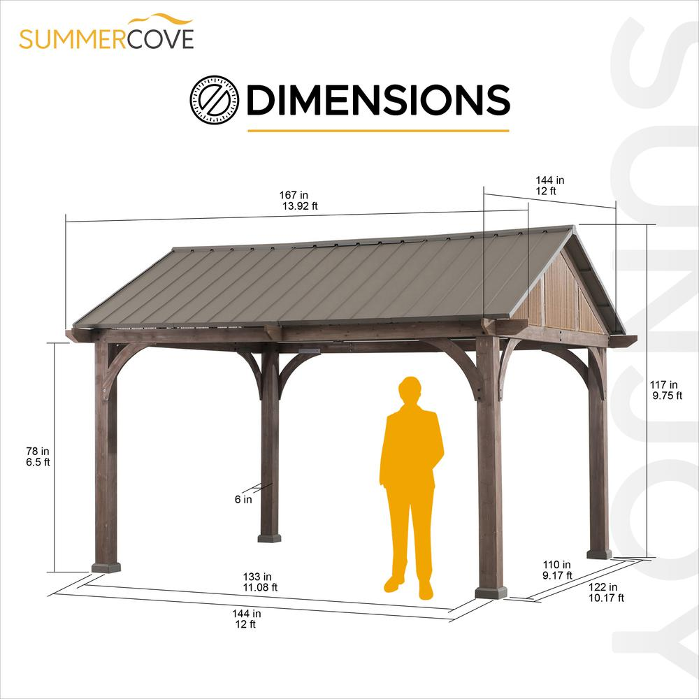 Maple Outdoor Patio Premium Cedar wood frame Gazebo with Hardtop Roof